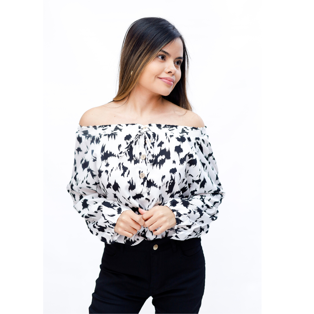 BLUSA ESTAMPADA MANGA LARGA DAMA