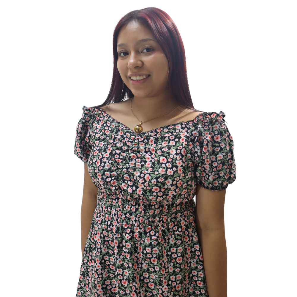 Vestido de Dama estampado floral rosado