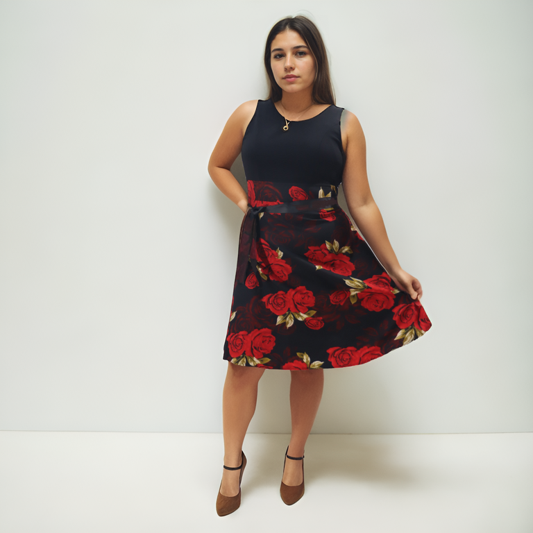 Vestido de Dama estampado floral Rojo
