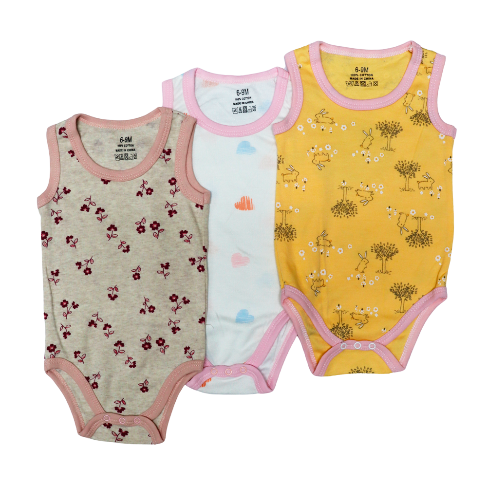 Tripack de Mamelucos de niña escotados