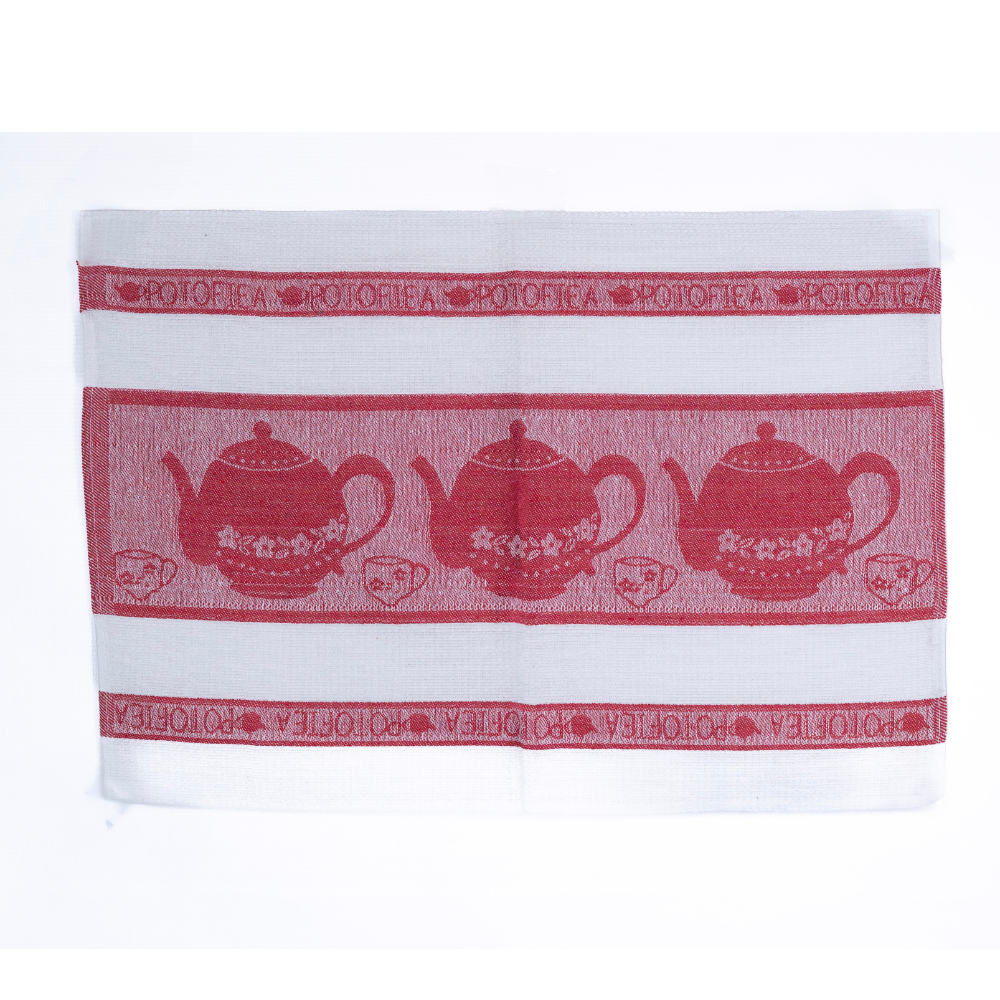 TOALLA DE COCINA ESTAMPADA ROJO 57X48CM