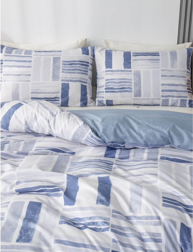 Edredon Blanco con estampado Azul