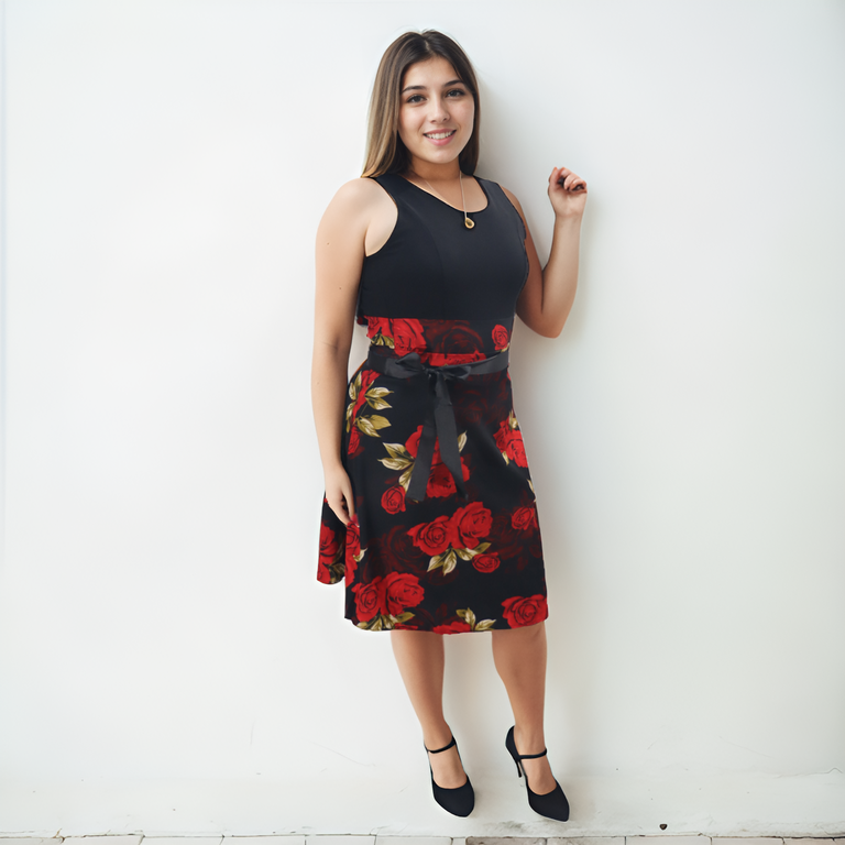 Vestido de Dama estampado floral Rojo