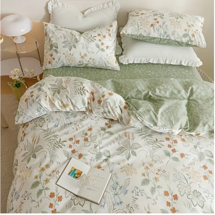 Edredon estampado Floral verde