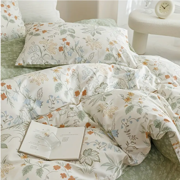 Edredon estampado Floral verde