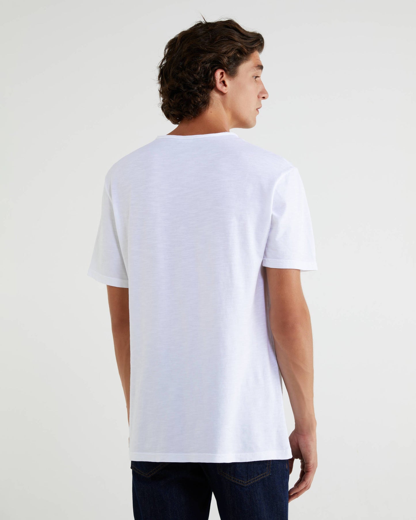 Camiseta manga corta color blanco de algodón flameado
