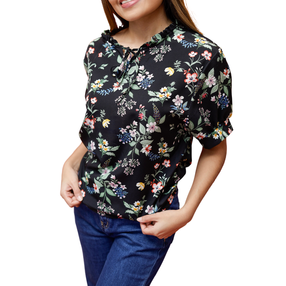 BLUSA ESTAMPADA FLORAL MANGA CORTA DAMA