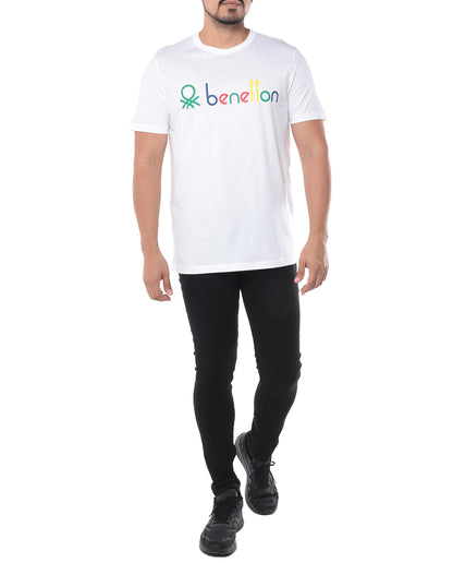T-shirt de Hombre manga corta con letras Benetton