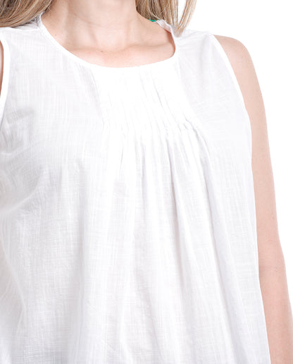 Blusa sin Mangas con detalle al frente color Blanco