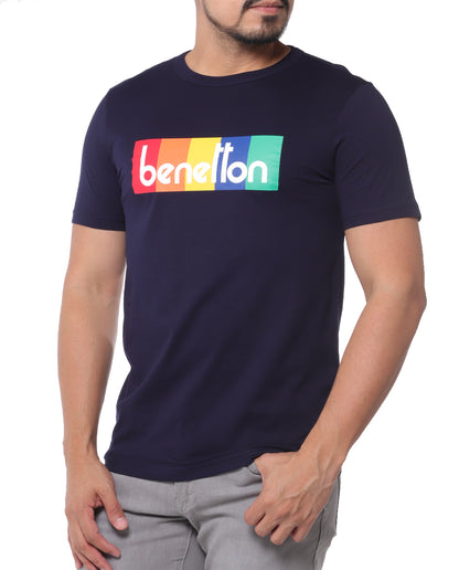 T-shirt para hombre letras de colores Benetton