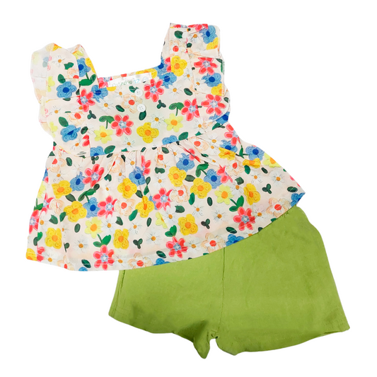 conjunto de para niña con estampado floral