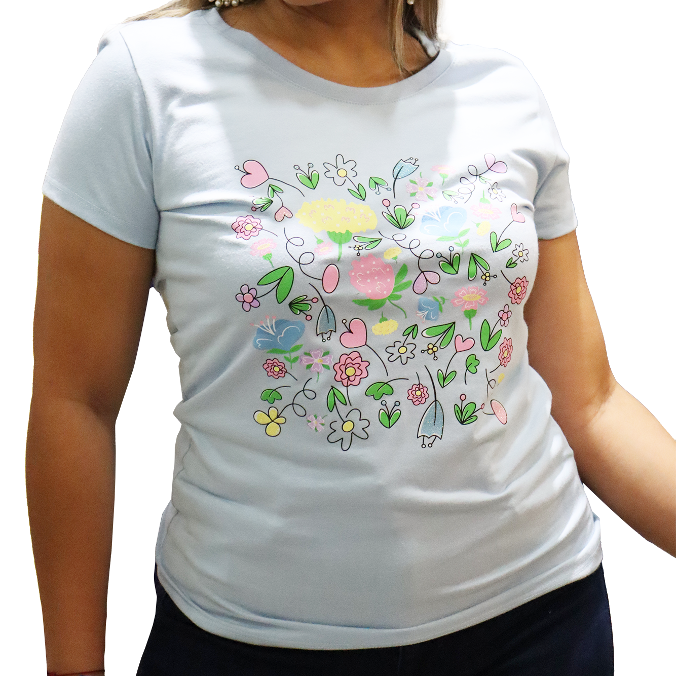 T-shirt Celeste con estampado de Flores