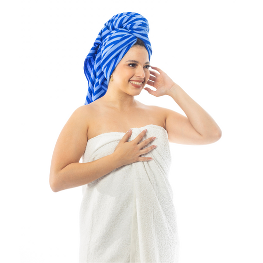 TOALLA DE BAÑO A RAYA COLOR AZUL  70X140CM