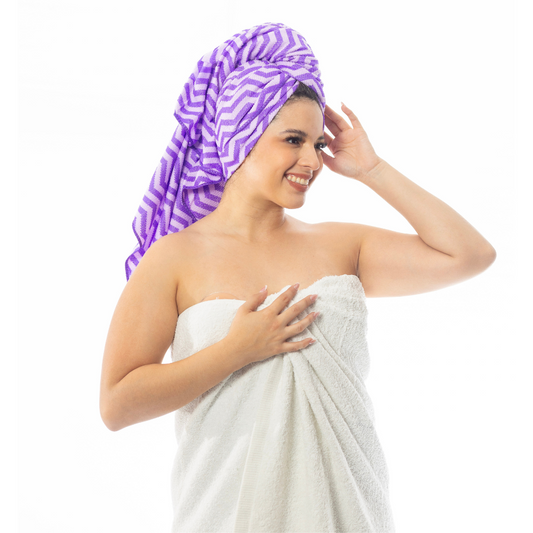 TOALLA DE BAÑO A RAYA COLOR MORADO 70X140CM