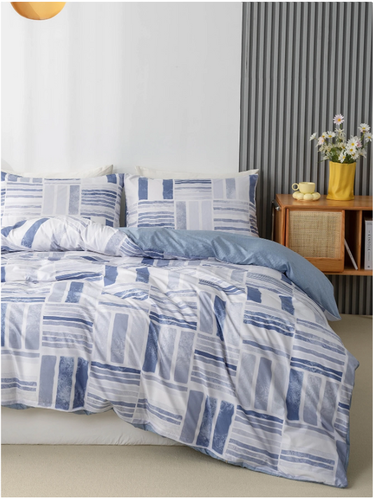 Edredon Blanco con estampado Azul