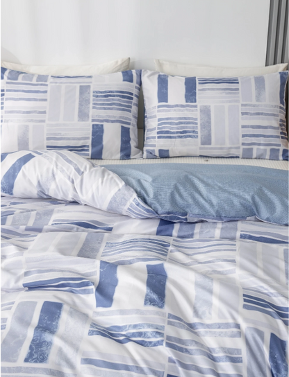 Edredon Blanco con estampado Azul