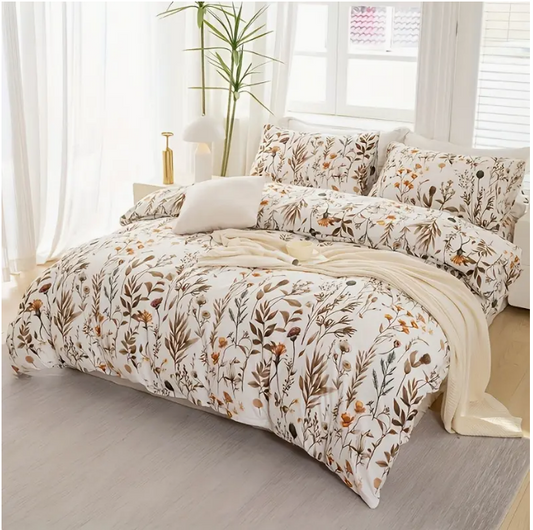 Edredon estampado Floral Beige