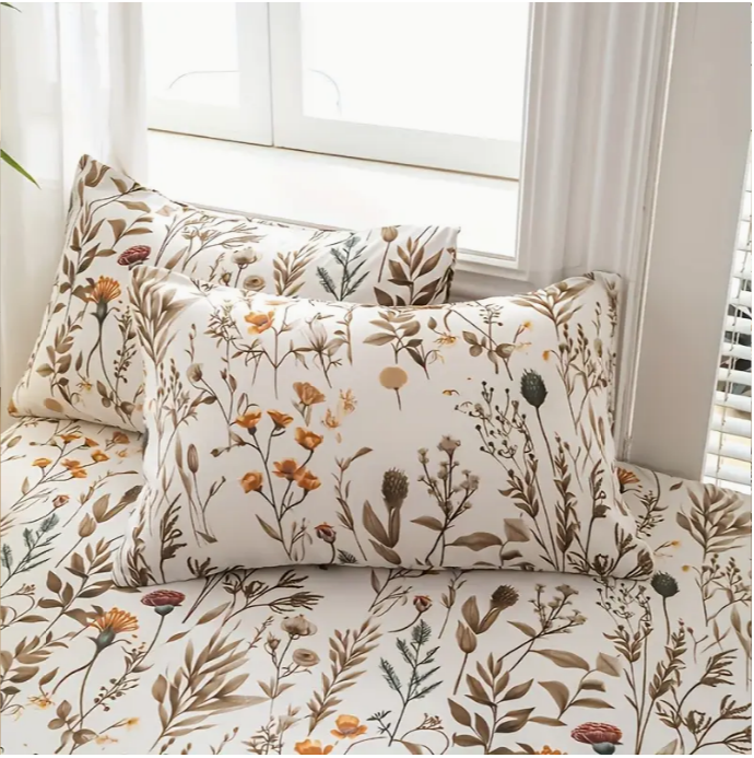 Edredon estampado Floral Beige