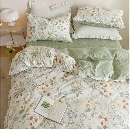 Edredon estampado Floral verde