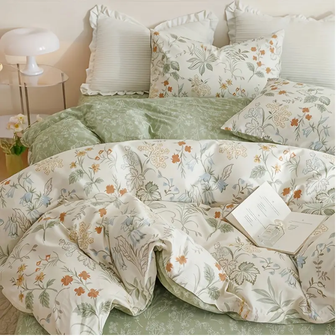 Edredon estampado Floral verde