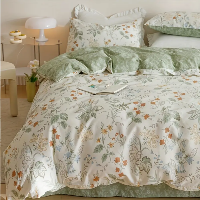 Edredon estampado Floral verde