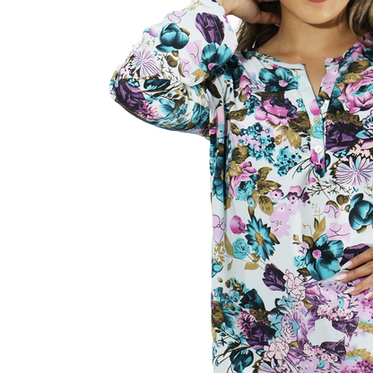 Blusa manga larga con estampado floral