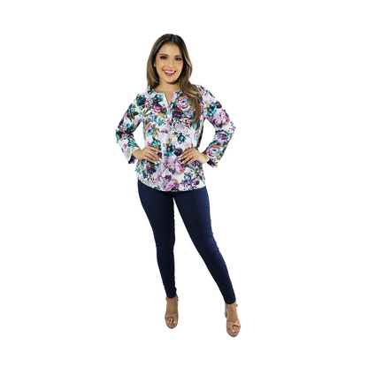 Blusa manga larga con estampado floral